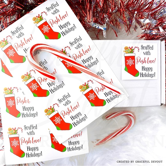 🎄 Stuffed with Posh Love! Happy Holidays! - 2" (inches) (96ct.)  [GD32-96] - Picture 4 of 5